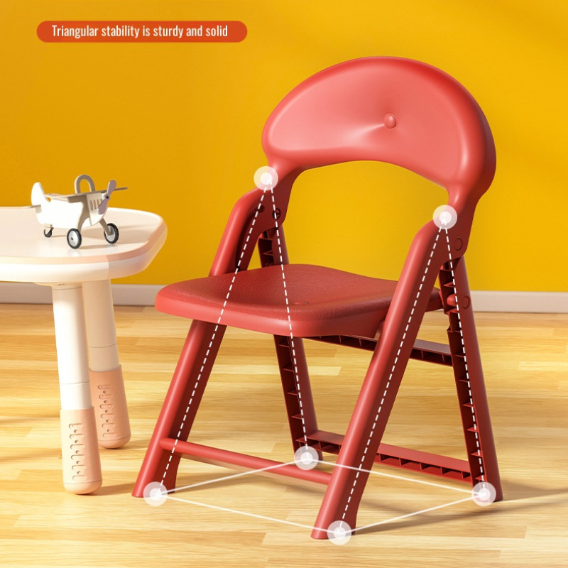 Children's Folding Chair Thick Folding Back Chair for Children's Area Small Bench Anti-slip Reinforcement Design Ergonomic Chair