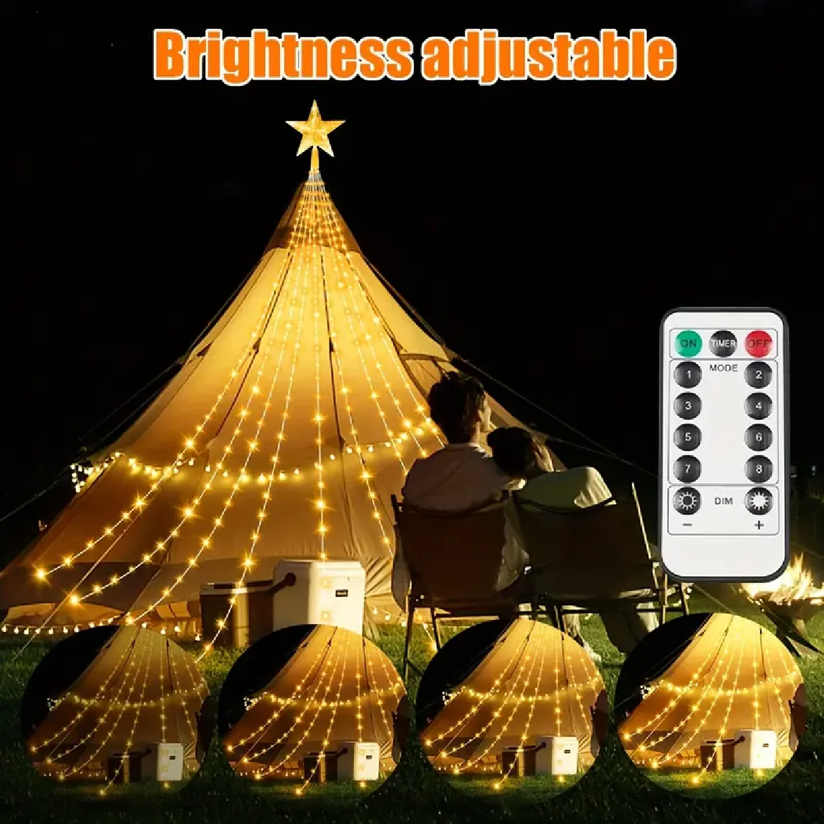 2/3M LED 폭포 나무 장식 USB 전원 태양광 크리스마스 별 모양 전구 파티 결혼식 휴일 장식용