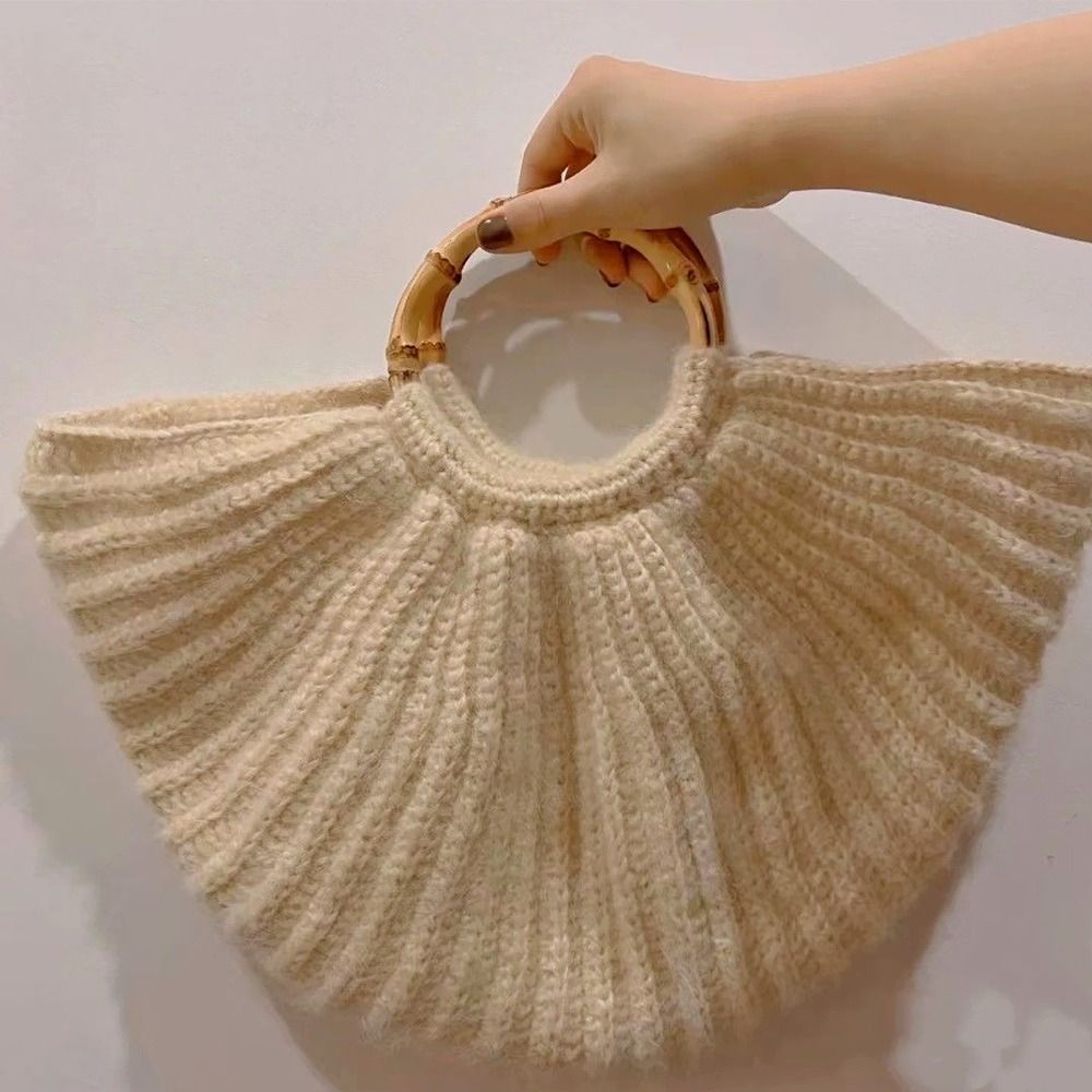 Round Shape Bamboo Bag Handles Handmade Handbag DIY Tote Purse Bag Frame Replacement Handles Making Bag Accessory