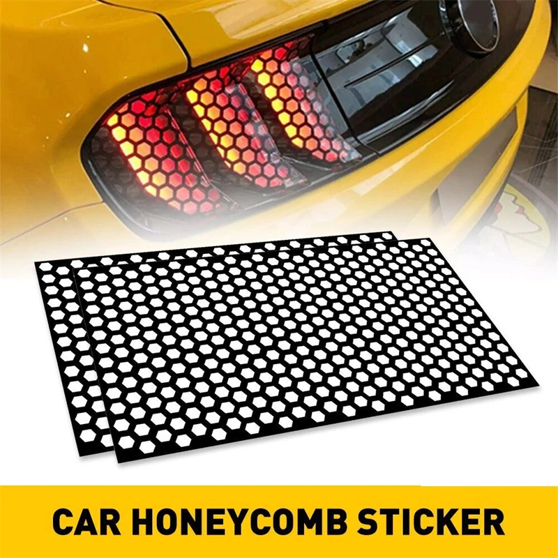 Adesivos de favo de mel para carro, elegantes, luzes traseiras, faça você mesmo, protetor oco, decalques, lâmpada traseira automática, decoração, filme envoltório, adesivo 48*30cm