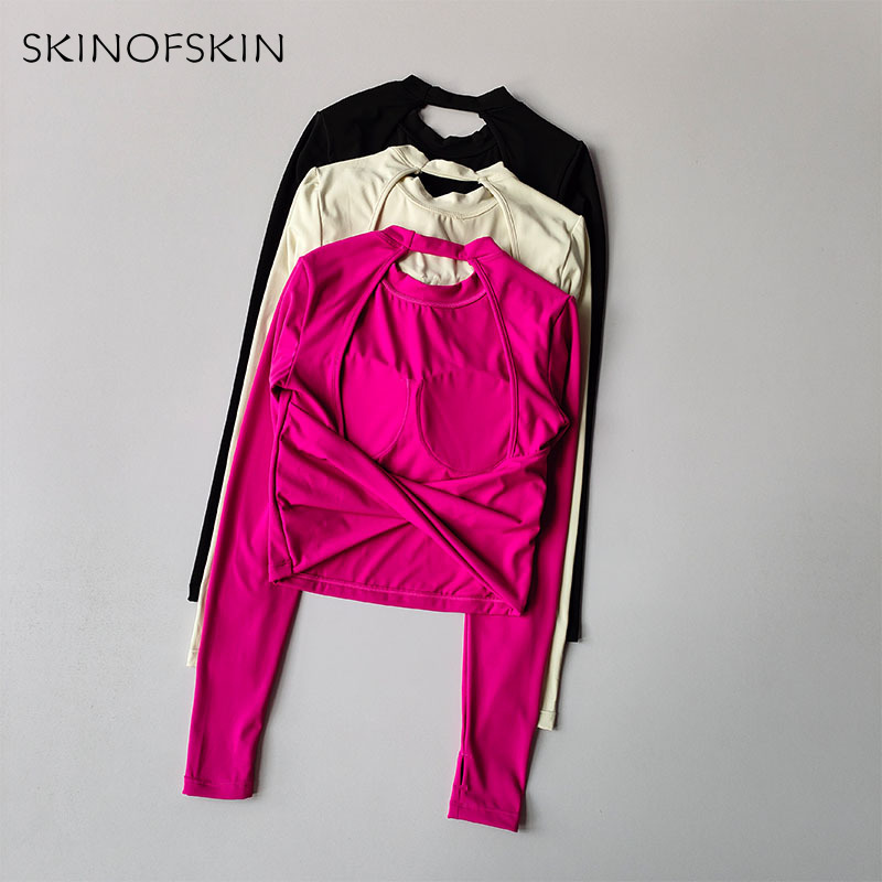 Top deportivo con espalda Sexy para mujer, traje de Yoga grande con espalda descubierta, camiseta de Fitness de manga larga picante para otoño e invierno, nuevo estilo