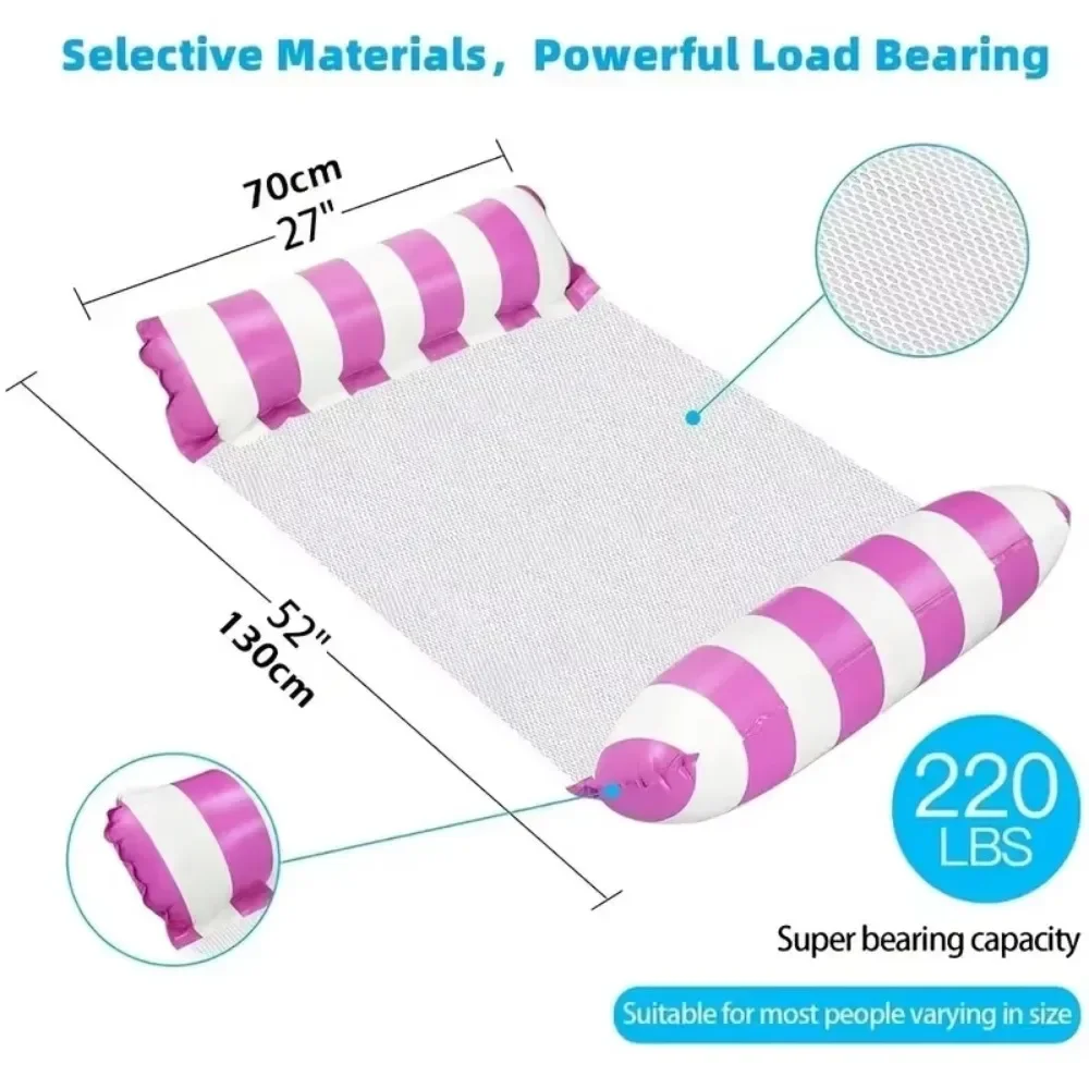 Swimming Water Fun Sofa Inflatable Hammock Floating Mat for Adults Swimming Pool Loungers Bed Foldable Striped Party Accessories