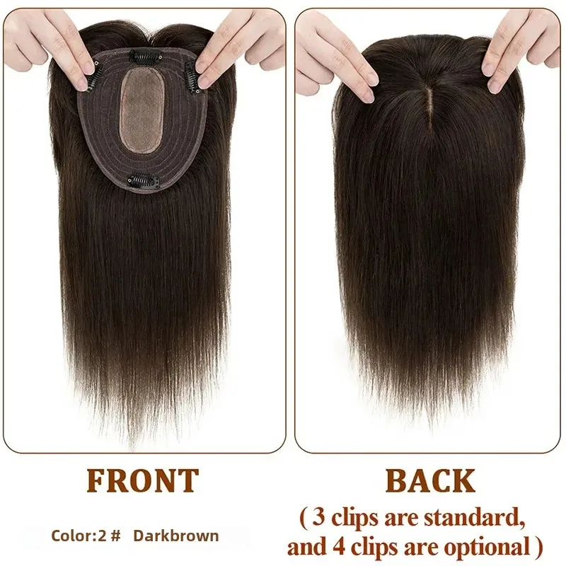 Base superior de seda recta para mujer, peluquín con Clip de encaje suizo con flequillo, 100% transpirable, peluca humana Real, pelucas de Color rubio