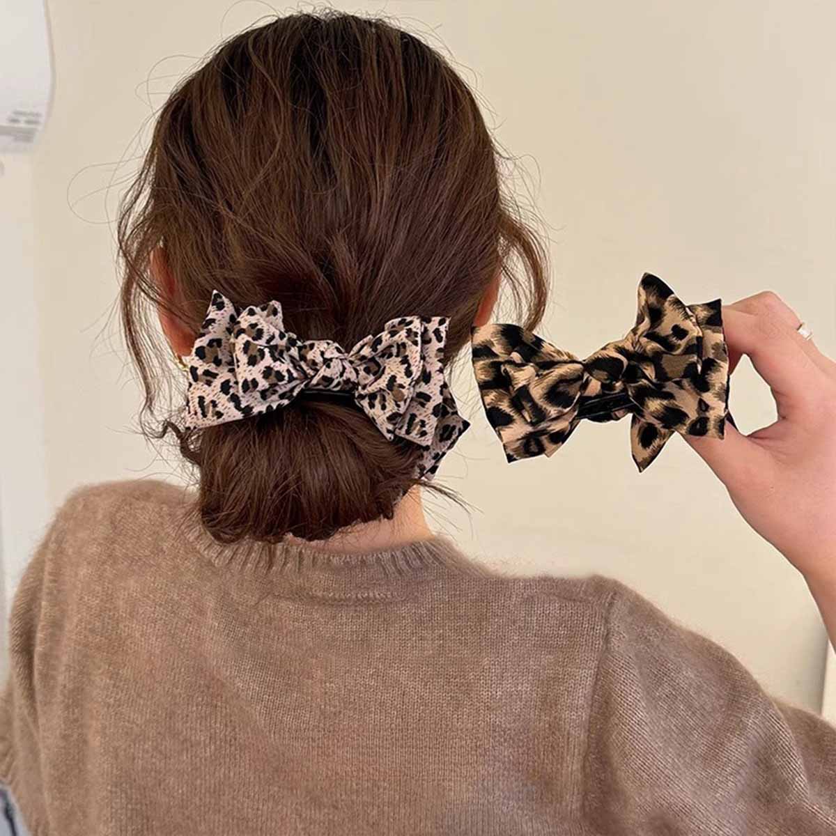 1 peça acessório de cabelo premium com estampa de leopardo vintage é adequado para mulheres usarem