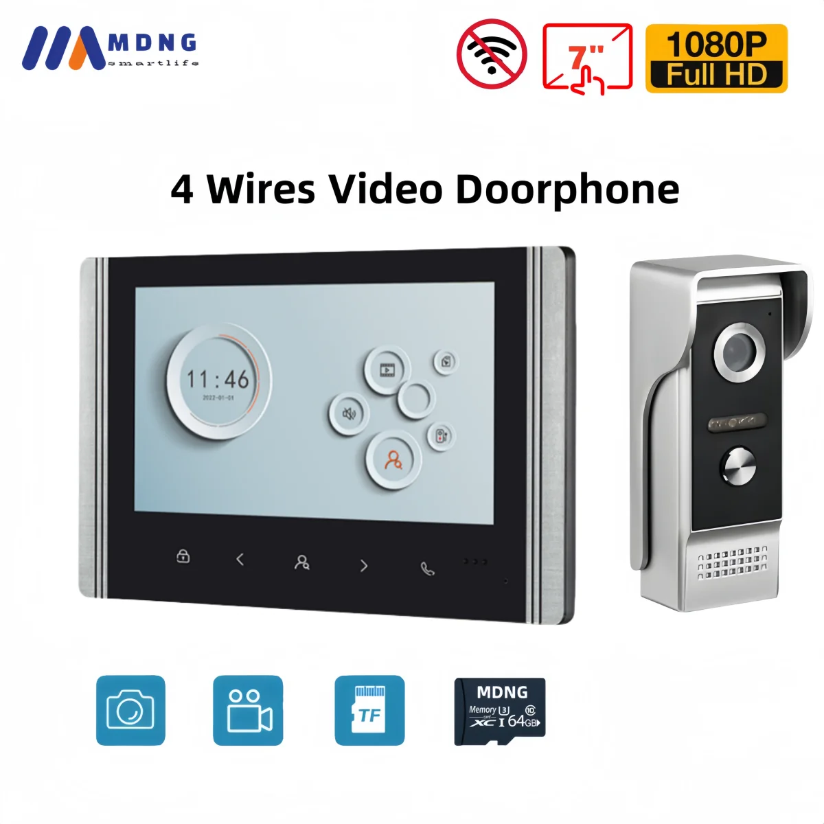 7 Polegada com fio vídeo campainha intercom 800tvl à prova dwaterproof água ao ar livre câmera hd ip55 interfone sistemas para casa apartamento