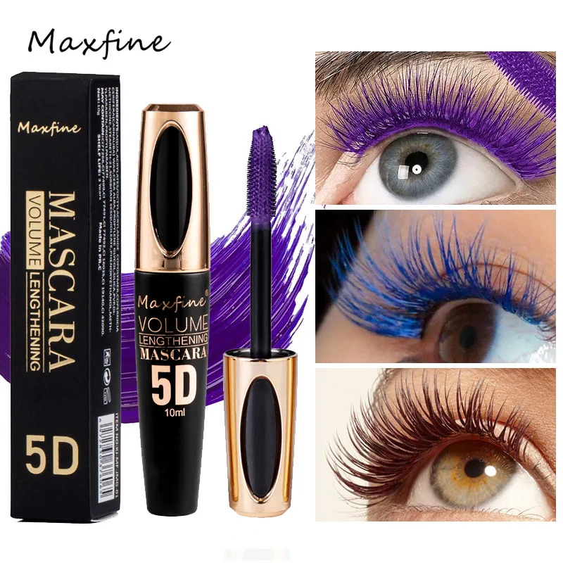 Máscara de pestañas de seda 5D con ojos grandes, contenido y longitud negros fuertes y duraderos, máscara resistente al agua y sin apelmazamiento y prolongada.
