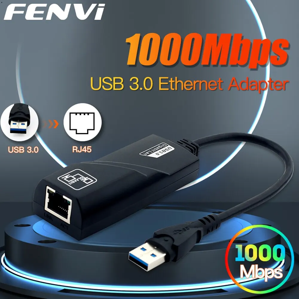 FENVI 1000Mbps USB3.0 Naar Rj45 Netwerkadapter RTL8153 Lan Ethernet Adapter 100/1000Mbps Netwerkkaart voor Macbook Laptop Win10/11