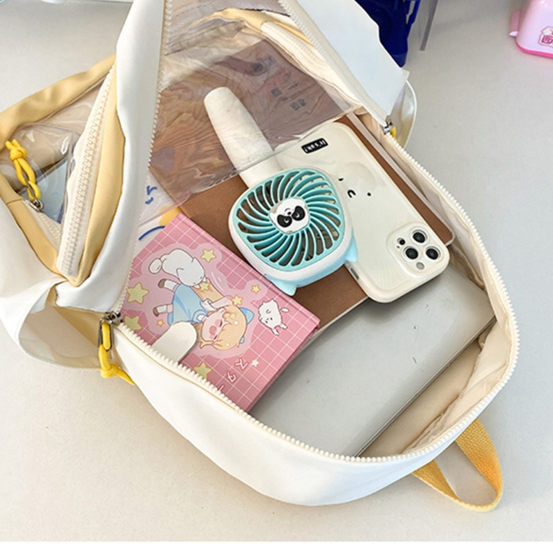 Transparent PVC Backpack School Bag Cartoon Daypack Aesthetic Hiking Rucksack