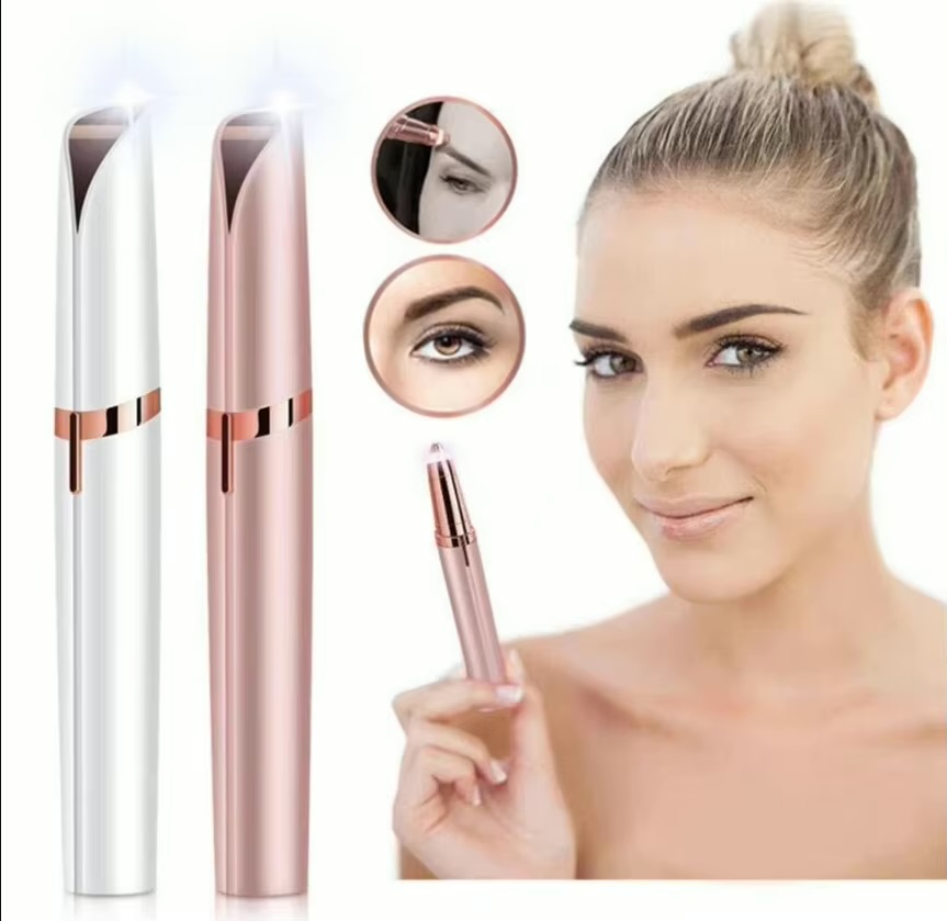 Wenkbrauwtrimmer voor vrouwen, batterij-wenkbrauwhaarverwijderaar, pijnloos elektrisch scheerapparaat, wenkbrauw- en gezichtsepilator ontharing