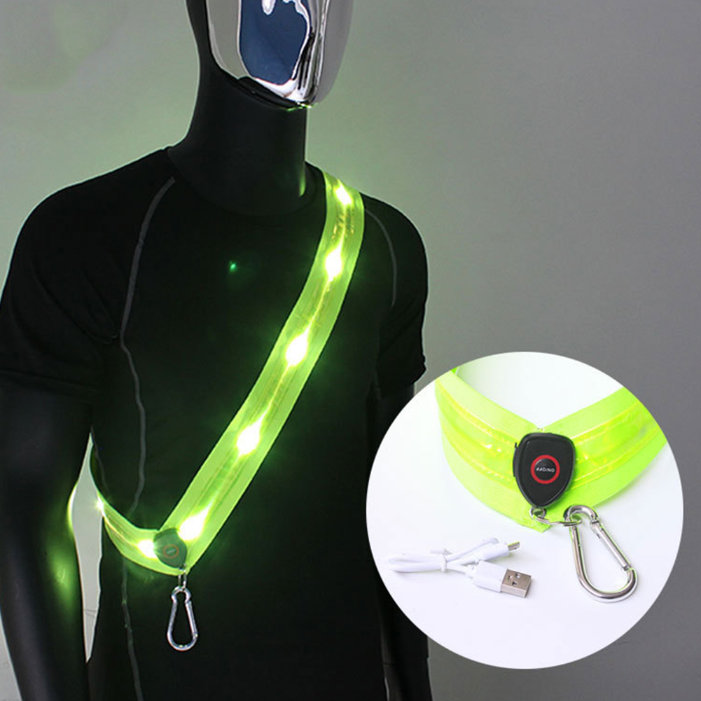 Illuminated Shoulder Straps Rechargeable LED Reflective Running Belt Night Safety Outdoor Hiking Jogging Walking Light Gear