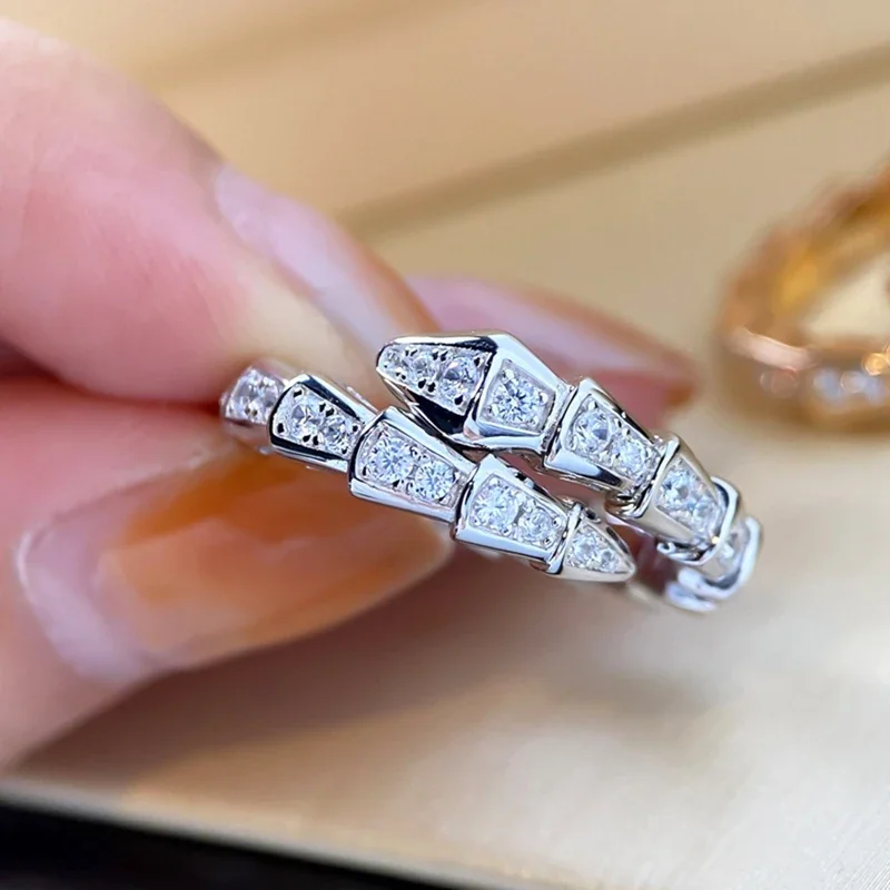 Anillos ajustables de serpiente de circonia cúbica, anillo de pasarela de moda de calidad Original para mujer, joyería de marca, regalos para amantes