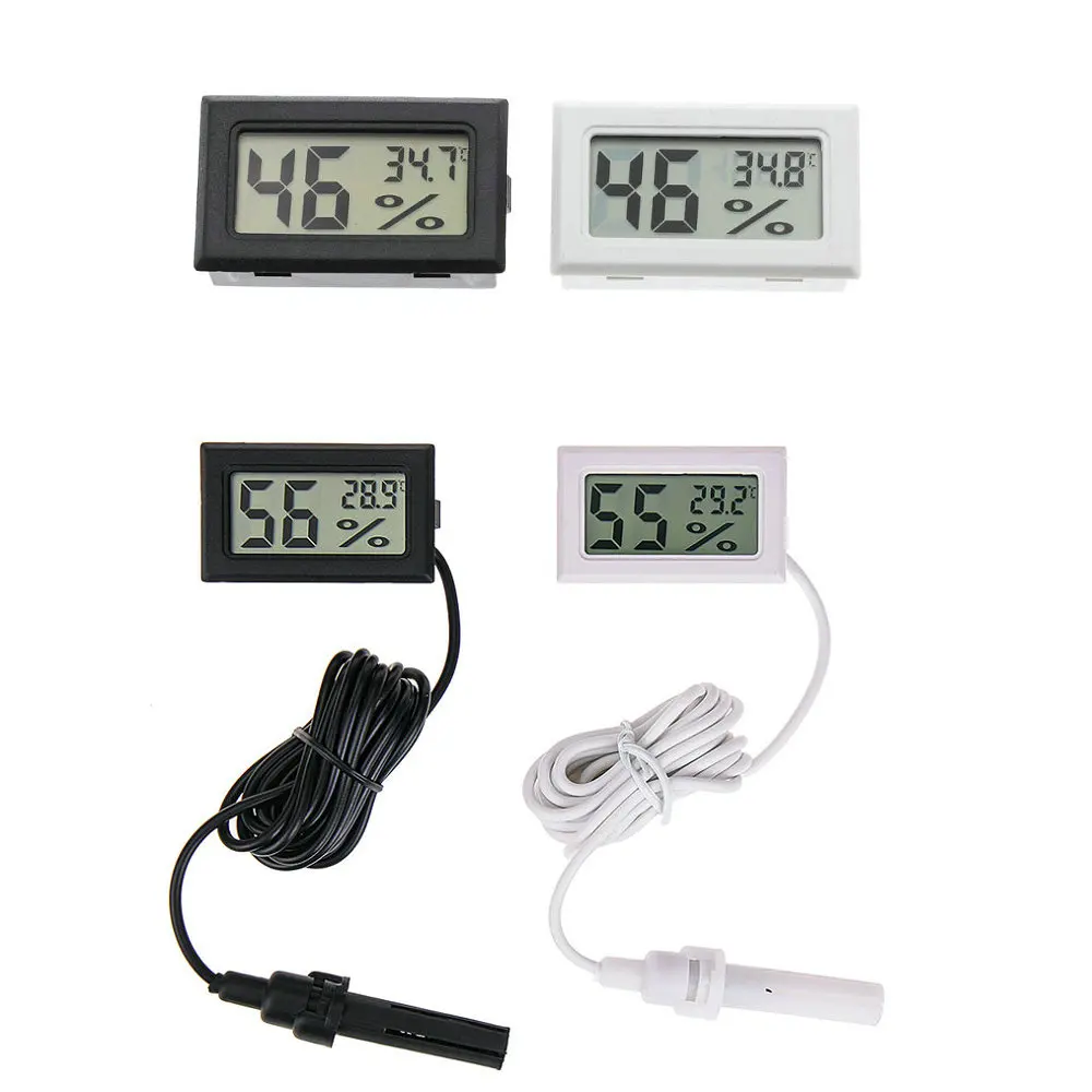 Mini LCD Digital Thermometer Hygrometer Temperature Indoor Convenient Temperature Sensor Humidity Meter Gauge Instruments Cable
