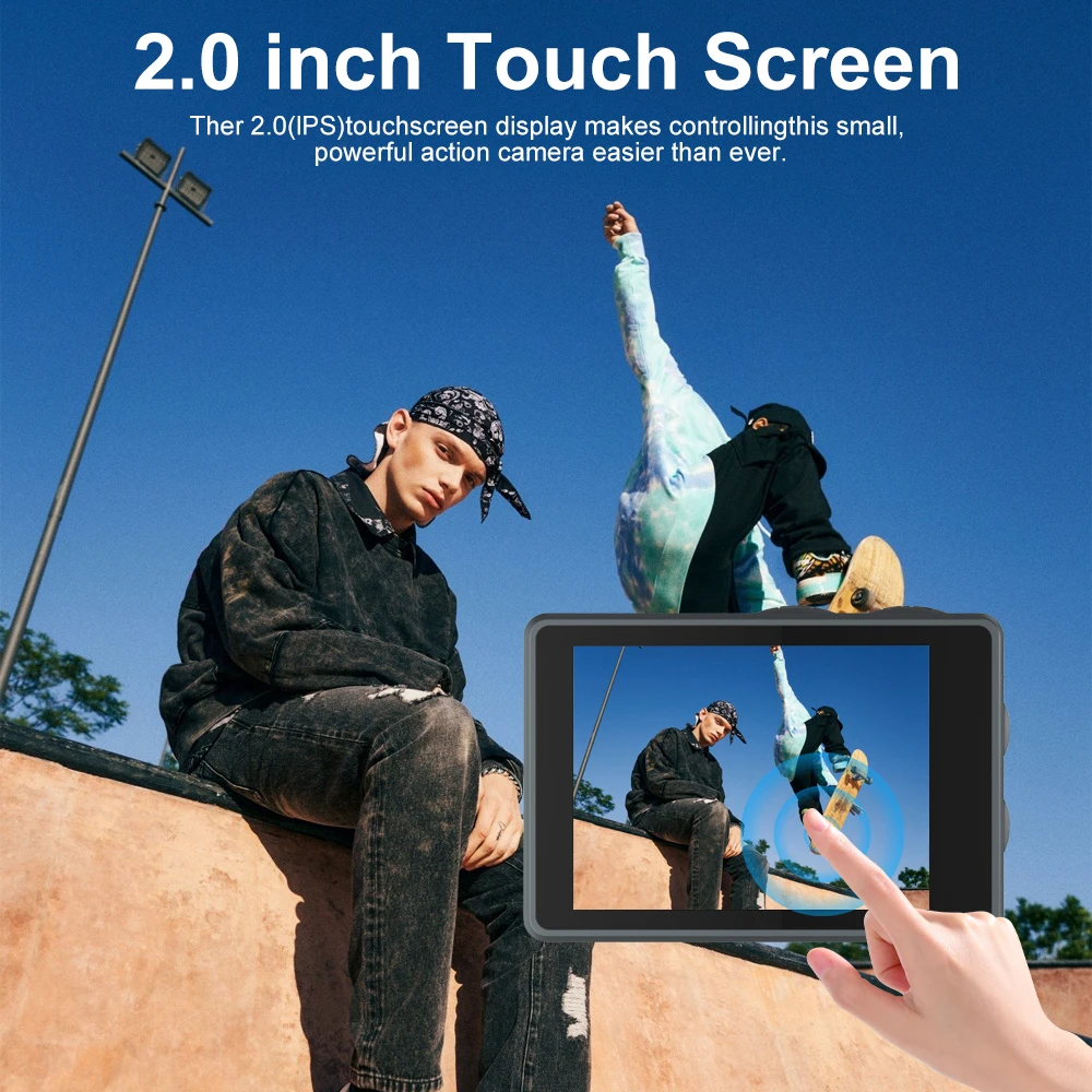 Ourlife MTR40 5K Action Kamera 2" IPS Touchscreen 5X Zoom Action Cam 170 °   30 m wasserdichte WiFi-Sportkamera mit Fernbedienung