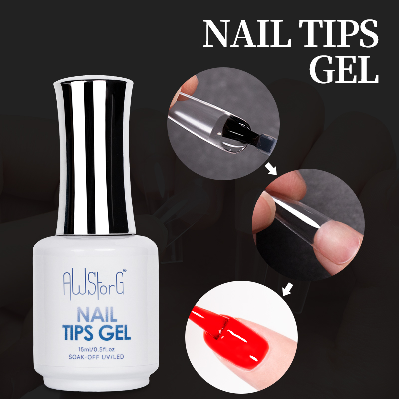 AWStorG-pegamento de Gel para puntas de uñas, 15ML, extensión rápida, función 3 en 1, esmalte de Gel transparente para decoración de uñas, Soak Off UV