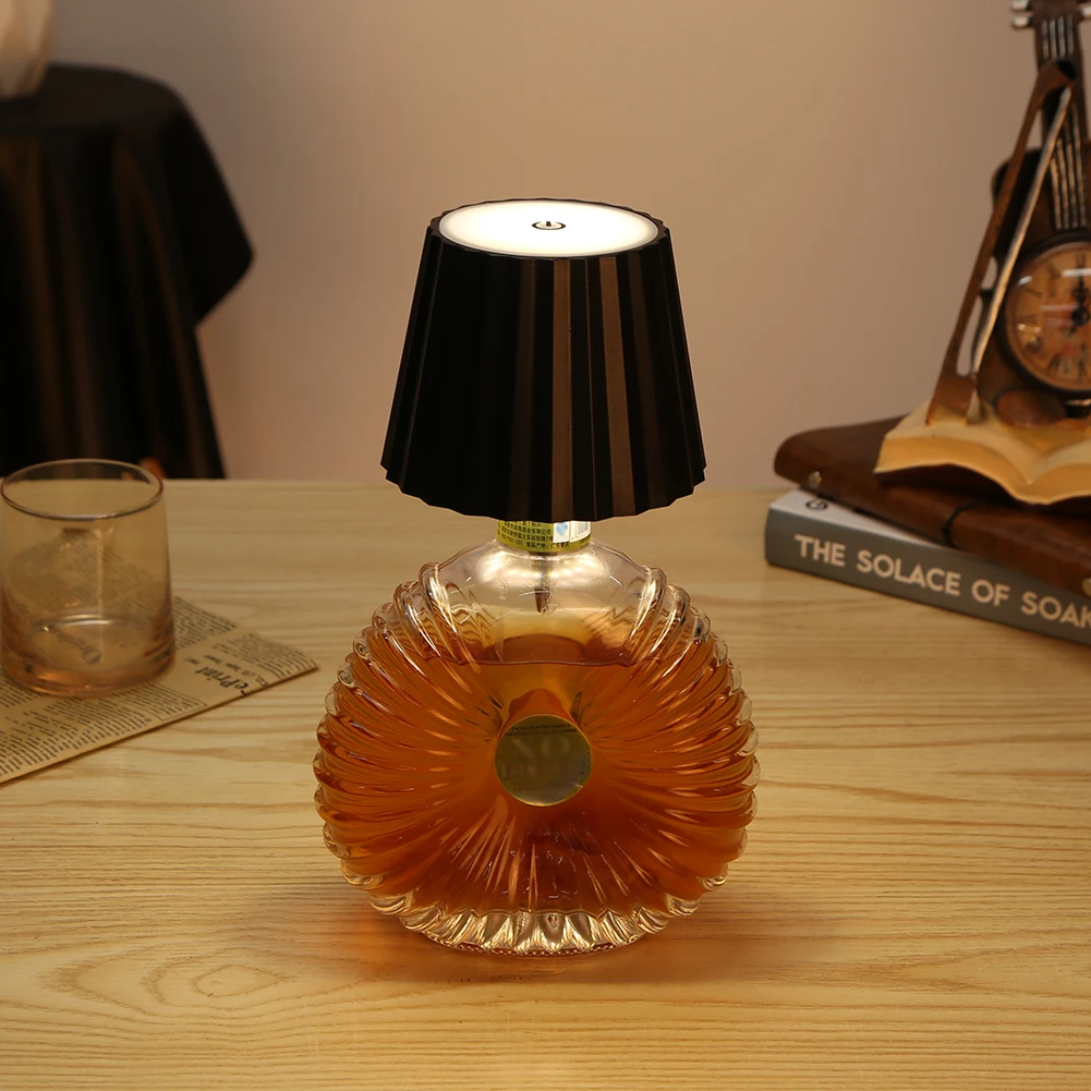 Lámpara de botella inalámbrica con Control táctil, Base de botella de vino, jarrones recargables, barra de luz LED, lámpara de seta de comedor, decoración de la habitación del hogar