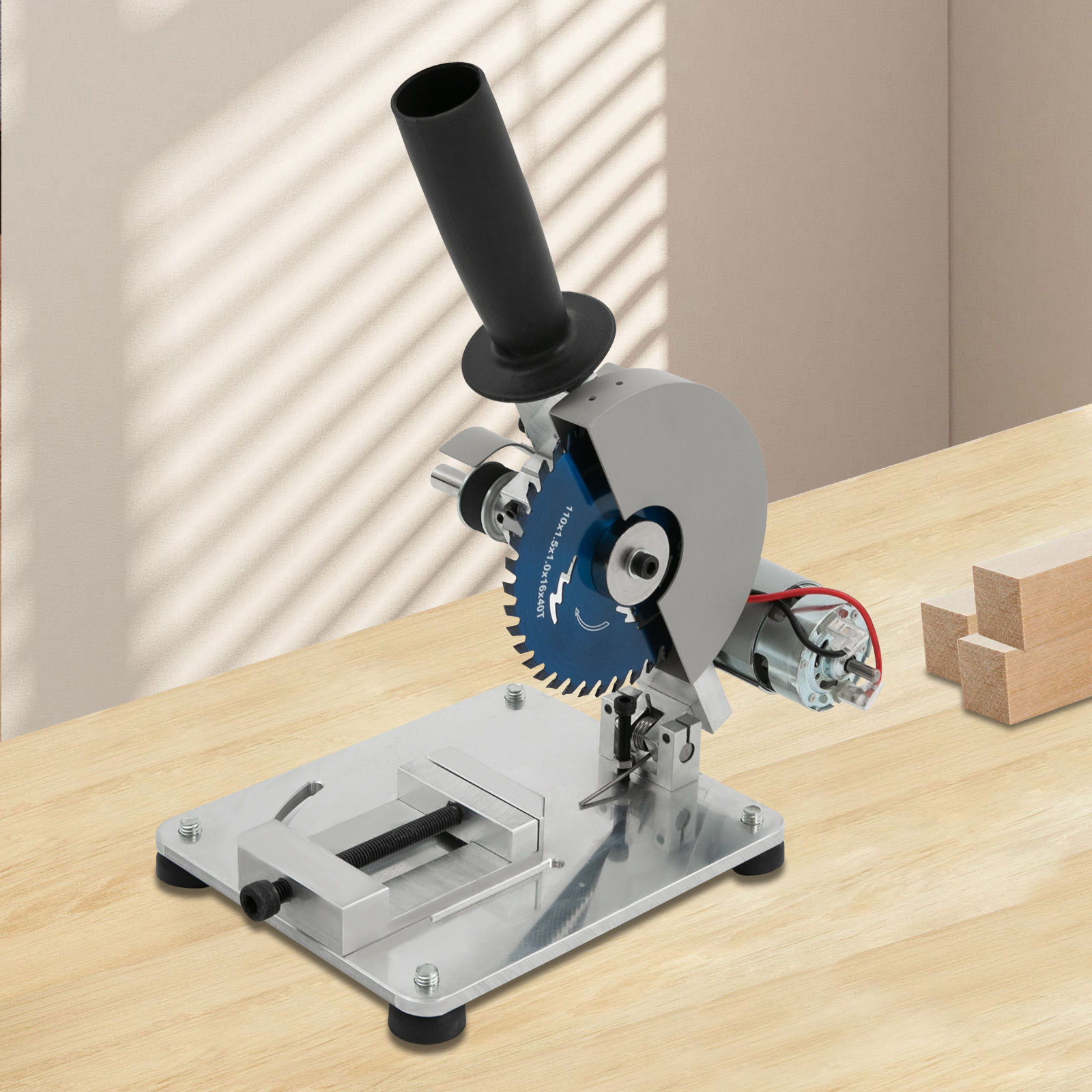 96 W Mini-Tischkreissäge, tragbare manuelle Tischkreissäge mit multifunktionaler Sägeblatt, Metall, Holz, DIY-Schneidemaschine