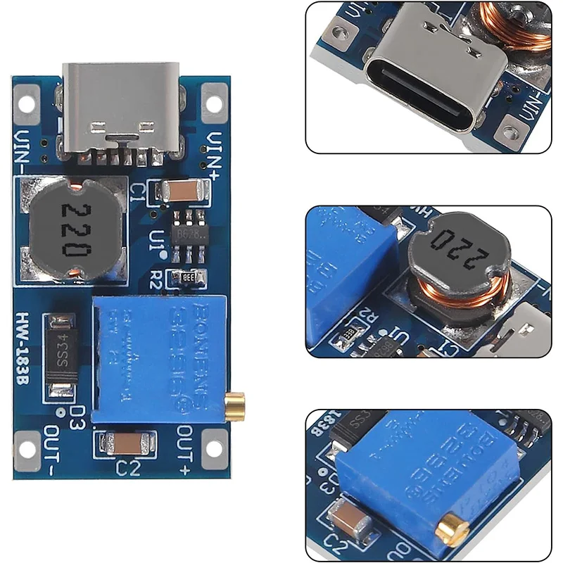 5-10 Uds MT3608 módulo elevador ajustable regulador de voltaje enchufe Micro/TYPE-C 2V-24V a 5V-28V 2A convertidor de refuerzo de DC-DC elevador