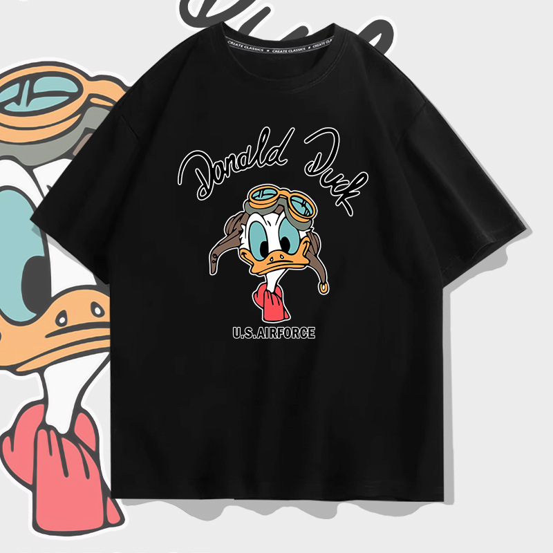 Donal Bebek Kaus Lengan Pendek Disney Uniseks Atasan Fashion Longgar