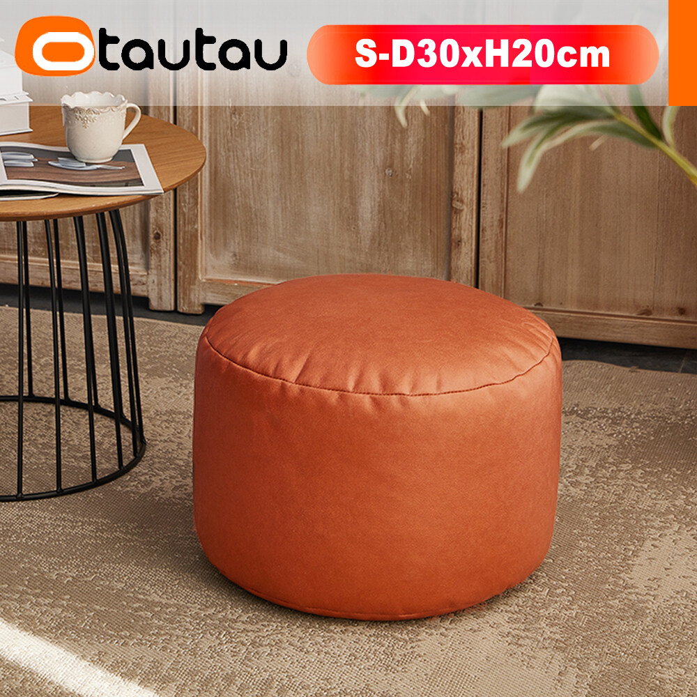 OTAUTAU petit rond Faux cuir Ottoman tabouret pouf Pouf repose-pieds en peluche pouf repose-pieds sol coin siège bouffant JD004