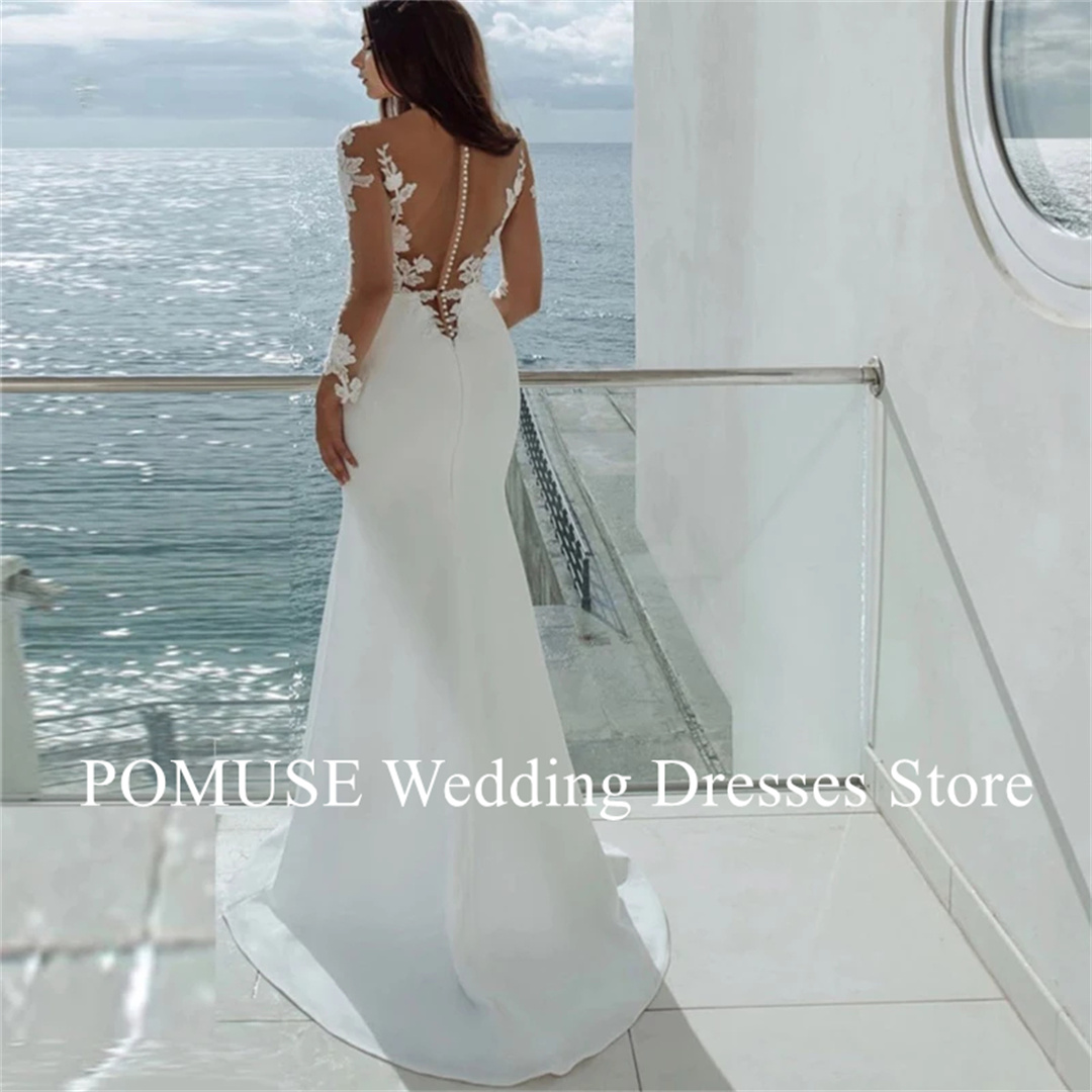 Abiti da sposa sexy a sirena a maniche lunghe Abiti da sposa bianchi personalizzati in pizzo 2024 Abiti da sposa Abiti da spiaggia Abiti da Noiva