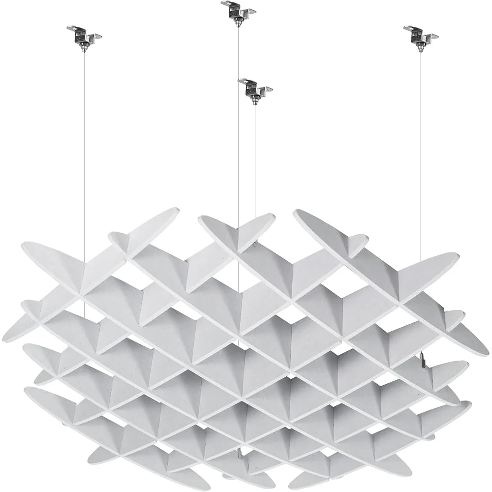 Acoustic Ceiling Waffle Panel Hanging Sound Absorber Lightweight Noise Reduction Chandelier Offices Studios Restaurants