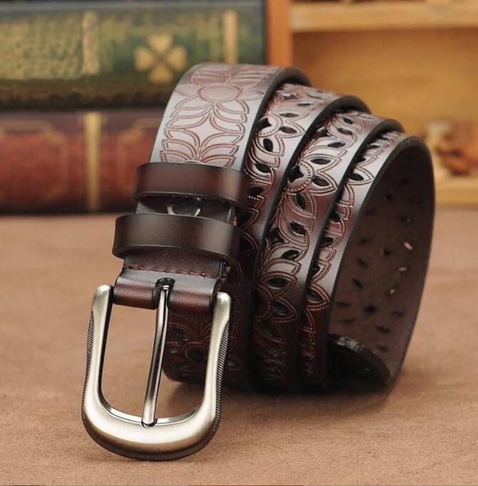 Cinturón con patrón hueco para mujer, Correa con hebilla de Pin, Estilo Vintage