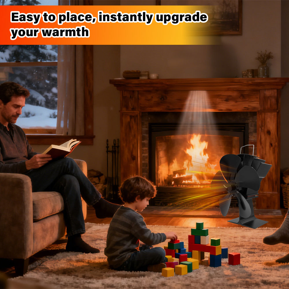 5-łopatkowy wentylator do pieca zasilany ciepłem do palnika na drewno kominek cichy wentylator środowiskowy narzędzie grzewcze wydajna dystrybucja ciepła