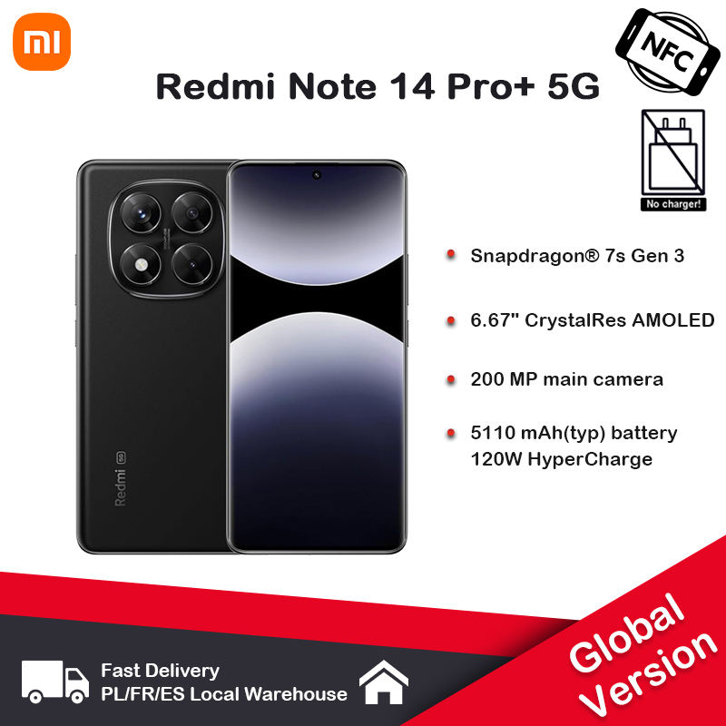Estreno mundial Versión global Redmi Note 14 Pro+ 5G Smartphone Snapdragon 7s Gen 3 Cámara trasera de 200MP 120W HyperCharge IP68