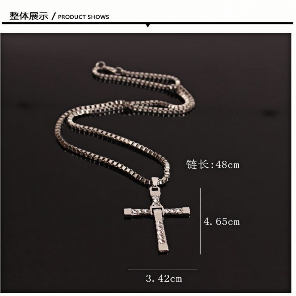 คลาสสิก Rhinestone Sliver สีจี้คริสตัล Jesus Cross สร้อยคอกิจกรรมชายของขวัญเครื่องประดับขายส่ง Dropshipping