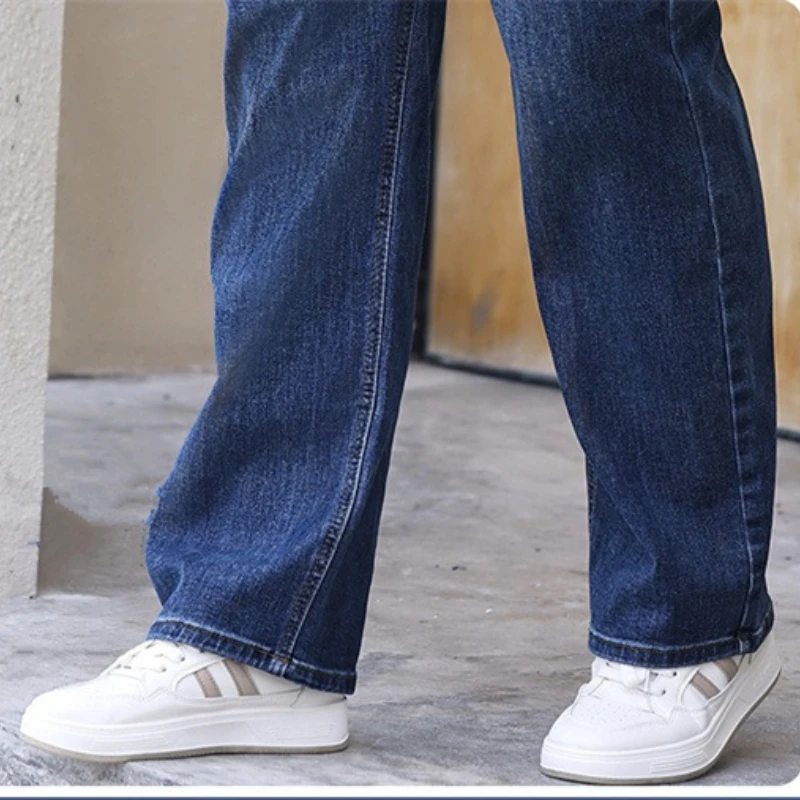 ストレートジーンズ女性の秋プラスサイズ 6XL 5XL ハイウエストルーズレディクラシックエレガントなズボンストレッチ女性ロングデニムパンツ