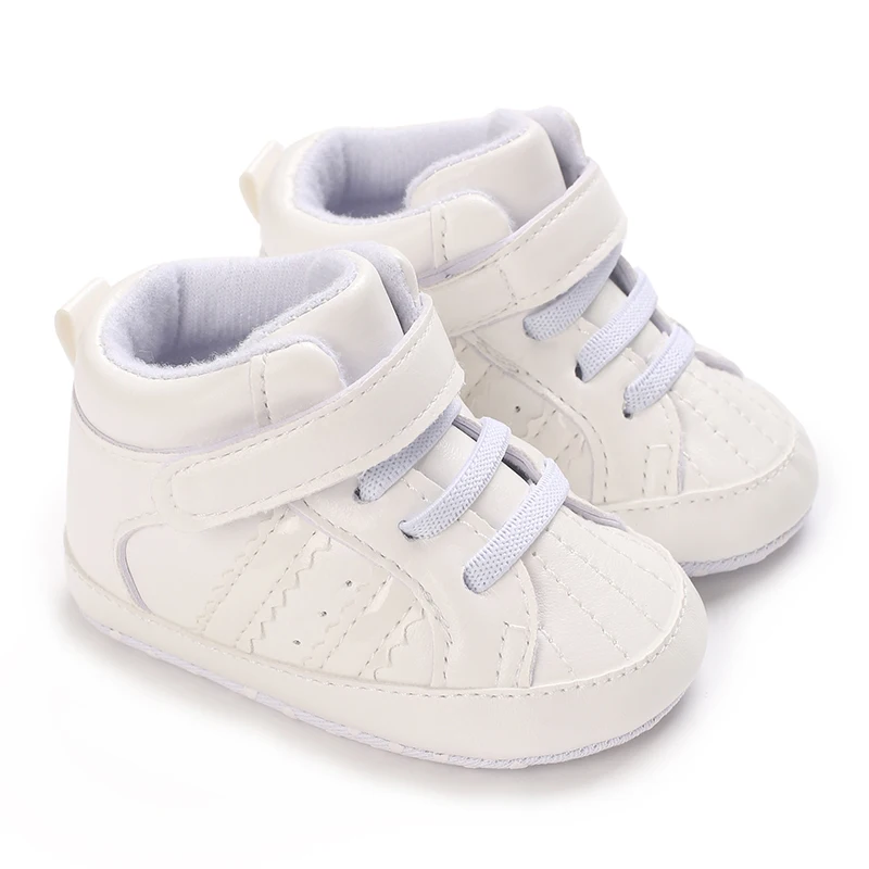 Zapatos de bebé recién nacido de 0 a 18M, zapatos deportivos informales a rayas de PU a la moda, zapatos cómodos para caminar de suela suave