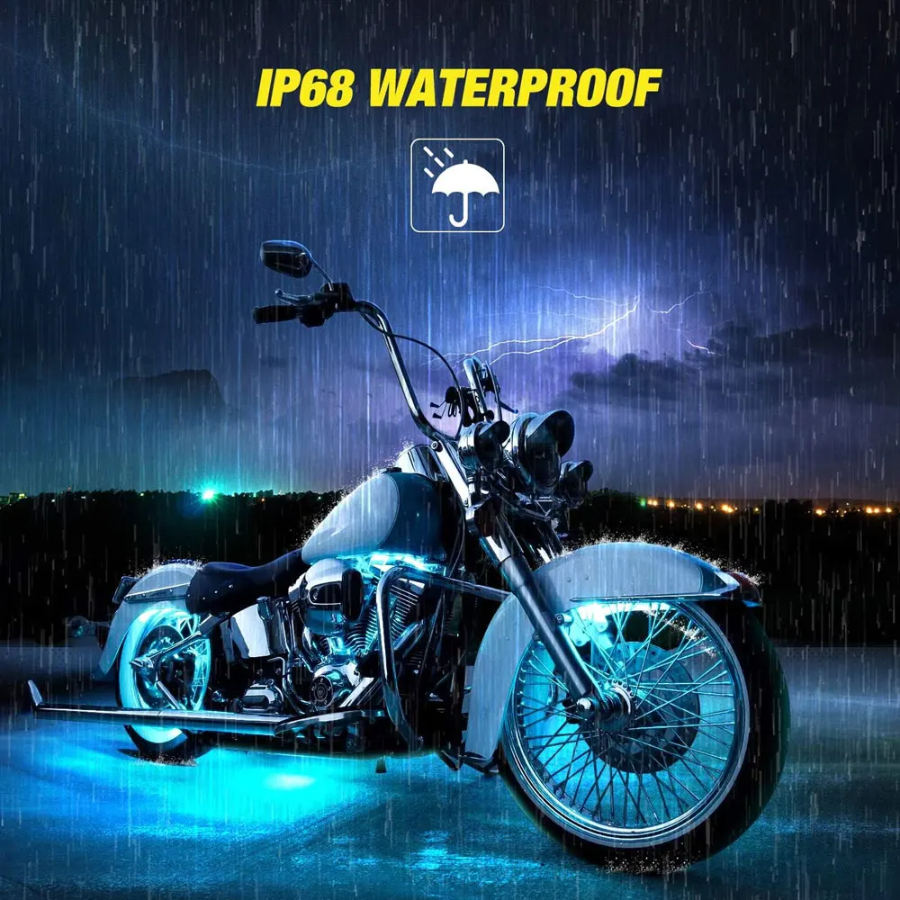 12v motocicleta led luz multi-cor atmosfera luz controle de som lâmpada de néon decorativa para harley yamaha honda kawasaki suzuki