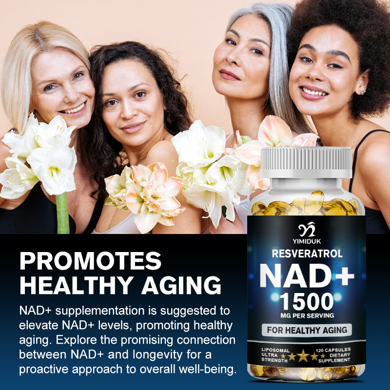 NAD サプリメント、1500mg - レスベラトロール、スタミナ、健康な老化を含むリポソーム NAD+ サプリメント - ストレングス カプセル