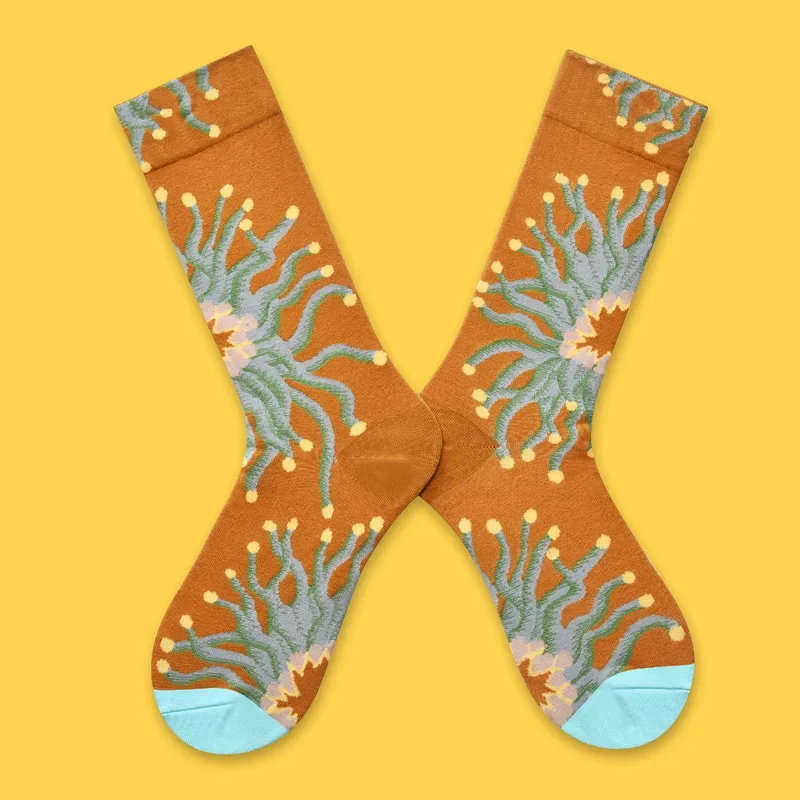 1 Paar Leinwand Gitter Pflanze Kunst Lustige Socken Frauen Neuheit Abstrakte Niedliche Socken Frauen Jacquard Crew Weibliche Calcetines Divertidos