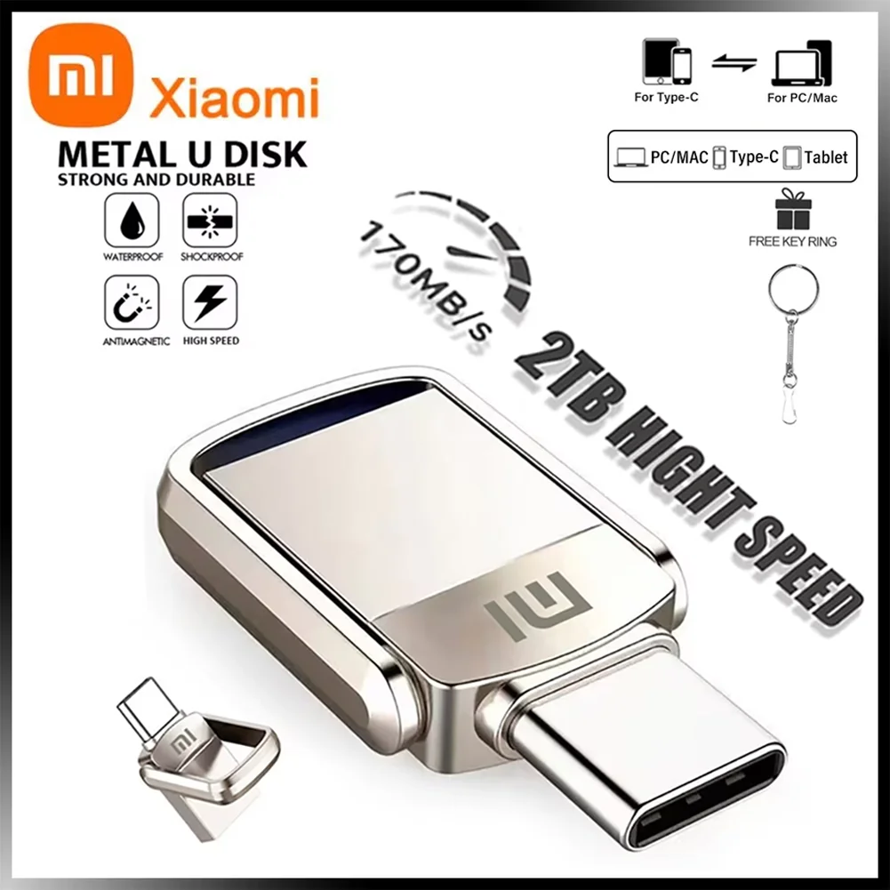 XIAOMI 2TB USB Flash Drive Lightning Interface 2 IN 1 USB3.0 Pen Drive 1TB TYPE-C Pendrive Usb Memory Disk For Android/iphone