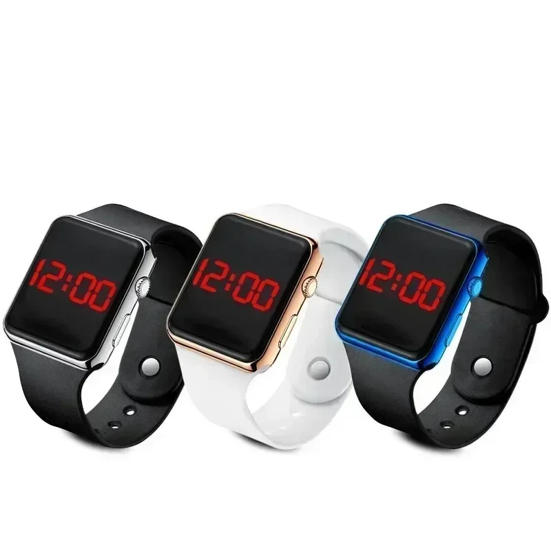 Relojes digitales para Hombre y mujer, Reloj de pulsera deportivo LED cuadrado electrónico, Reloj femenino de silicona Simple informal a la moda, Reloj para Hombre