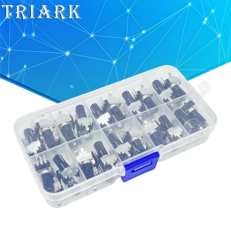Kit RV09 eje Vertical de 12,5mm 1K 2K 5K 10K 20K 50K 100K 1M 0932 resistencia ajustable 9 tipo potenciómetro giratorio de sello de 3 pines