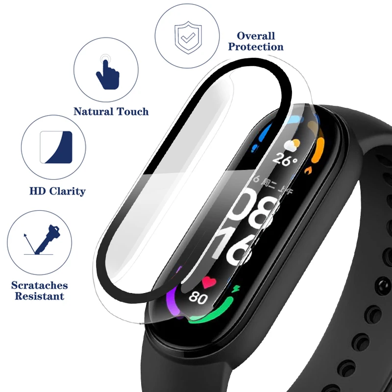 Protector de pantalla 2 en 1 para Xiaomi Mi Band 9,8,7, 6, 5, 4, 3, funda + película de cobertura completa, cubierta protectora para Mi band 6, 7 Band 5, 4, 3, NFC