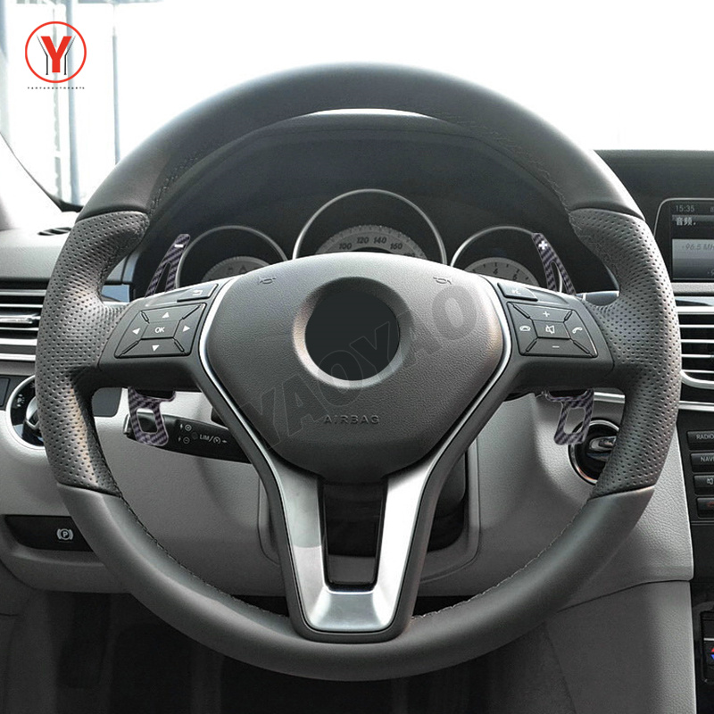 メルセデスベンツ A B M E クラス W176 W212 W246 GLK SLK CLA GLA カーボンファイバー車のステアリングホイールパドルシフト延長シフター