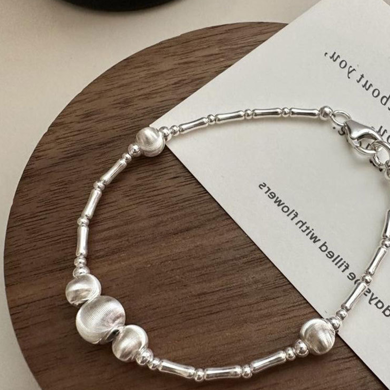 Pulseira de pérola de camada dupla de prata 925 para mulheres e meninas com design de joias de contas