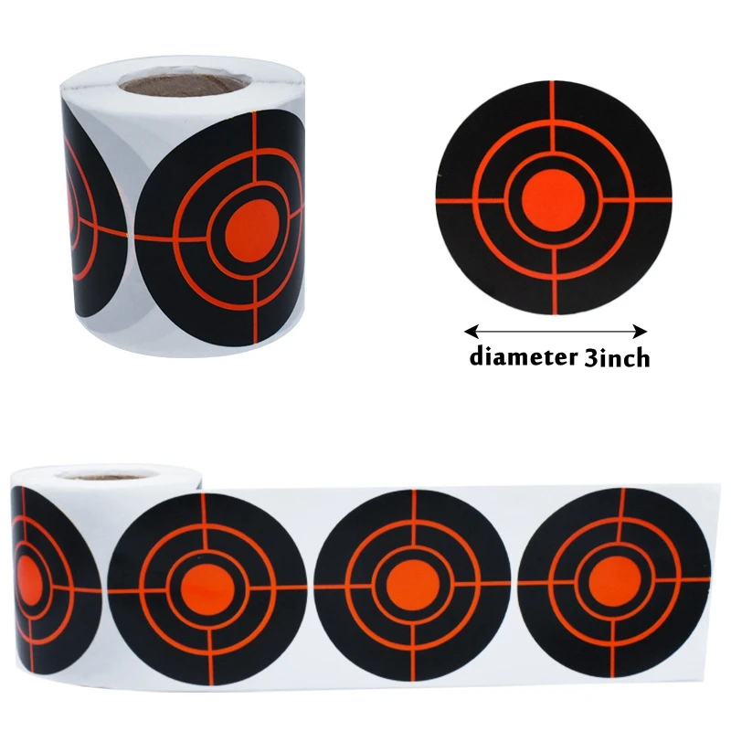 Rollo de 100/200 Uds. De pegatinas adhesivas de tiro de 3 pulgadas, pegatinas de objetivos contra salpicaduras