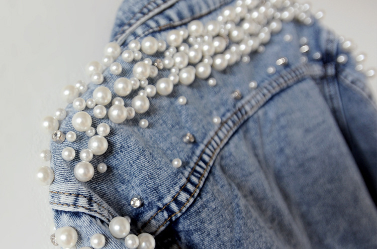 Luxus-Jeansjacken, Braut-Perlen-Jeansmantel, Brautperlen-Mäntel, zukünftige Denim-Oberbekleidung, Hochzeit, Damenbekleidung, 2023, solide Jacke