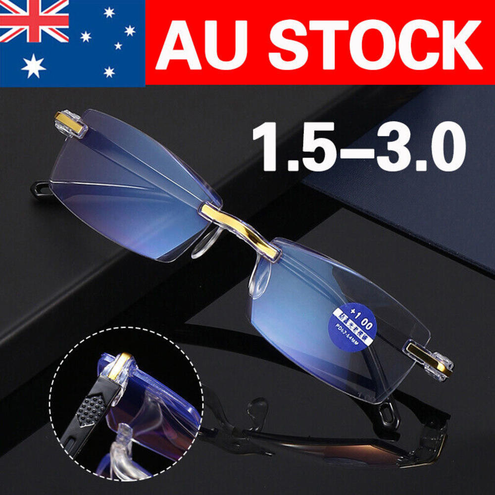 KLASSNUM 2025 Rimless Reading Glasses For Men Women Retro Square Ultralight Anti Blue Light Eyewear Optical Eyeglasse Resin Len