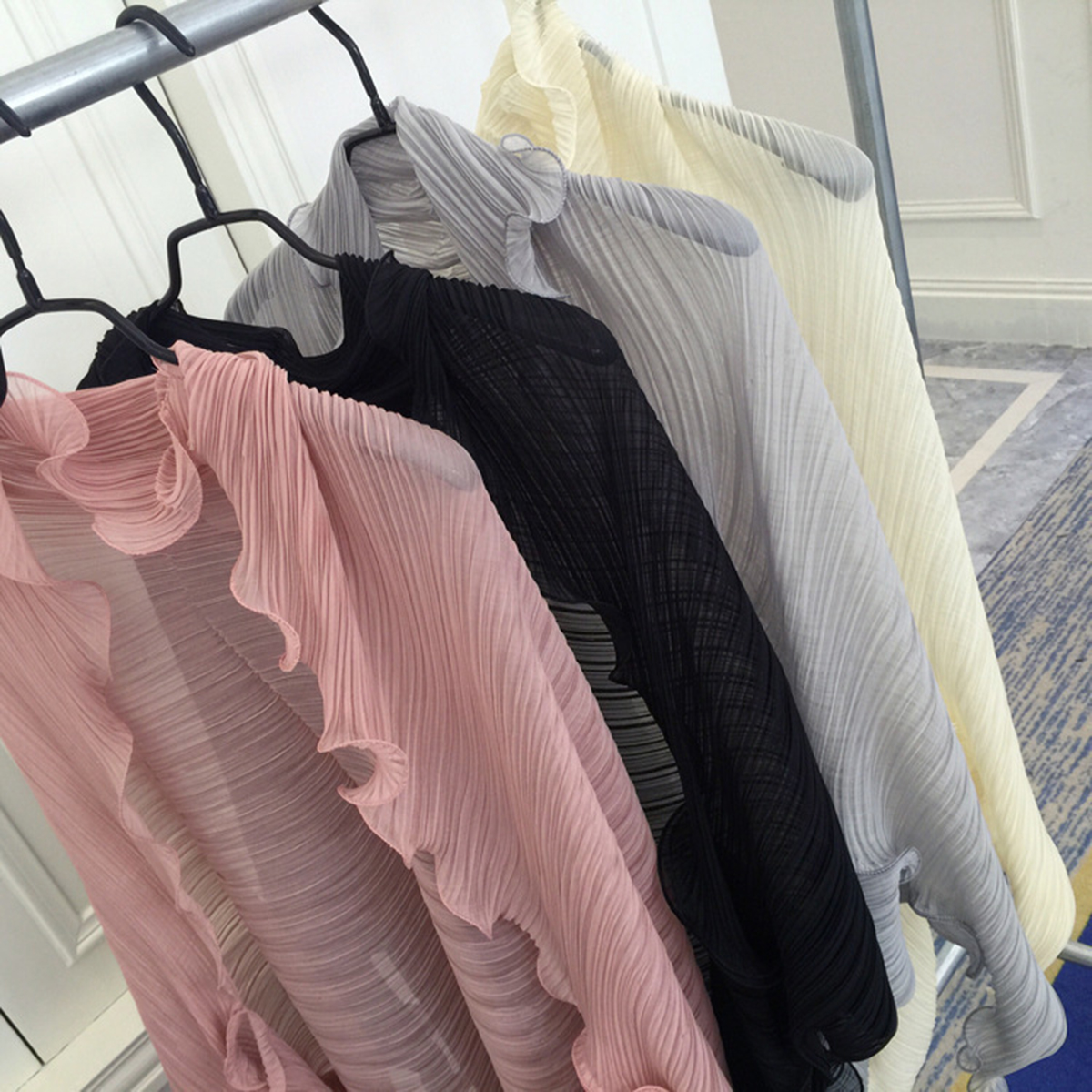 Chal de protección solar con volantes en relieve, bufanda de seda de gasa de Color sólido, manga de protección solar para coche abandonada al aire libre para mujer