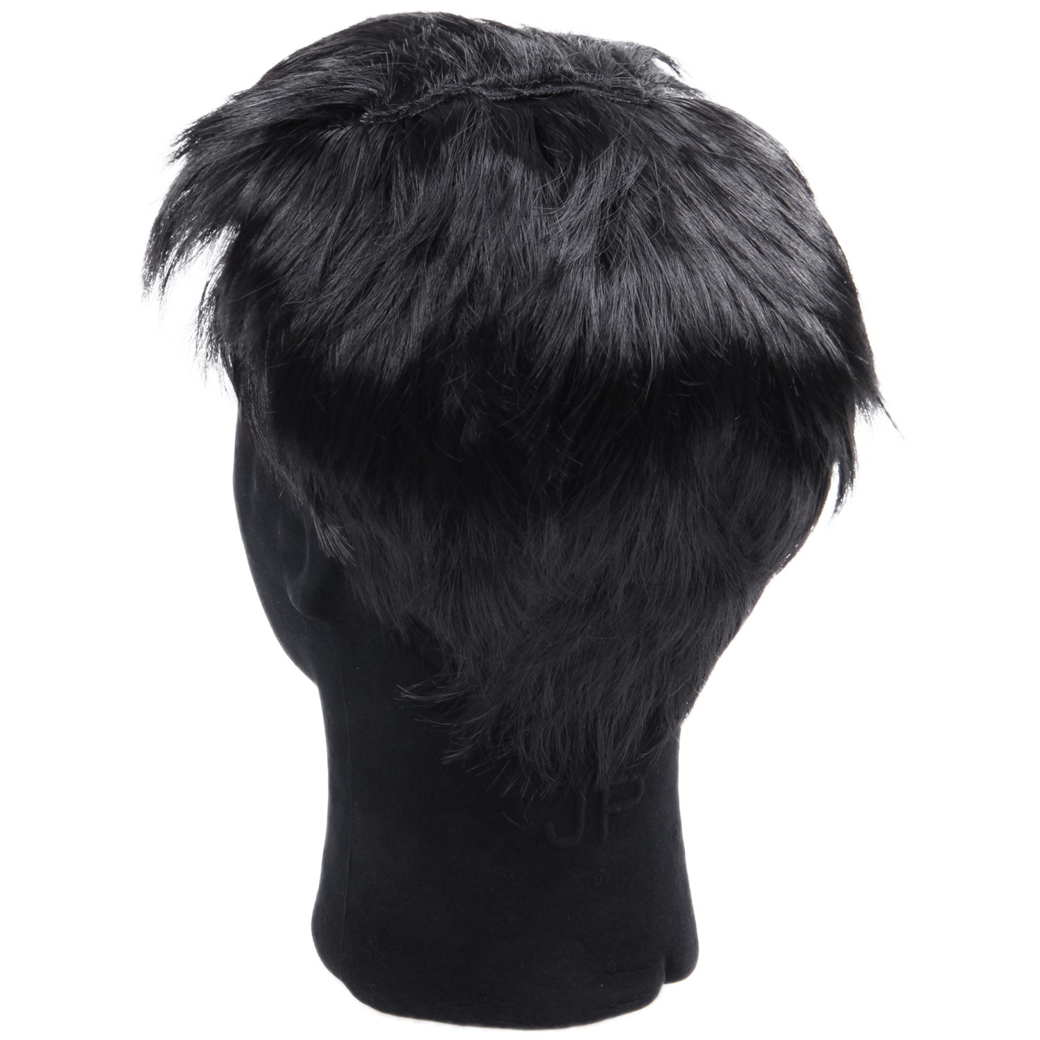 Peluca completa corta y recta para hombre, color negro, vida diaria