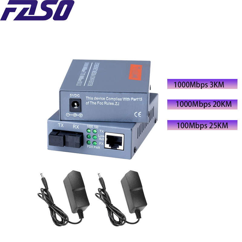 Медиаконвертер Волокно 1000 Мбит/с 3 км/20 км 100 Мбит/с 25 км Ethernet RJ45 Одномодовое одноволоконное волокно Порт SC Внешний источник питания
