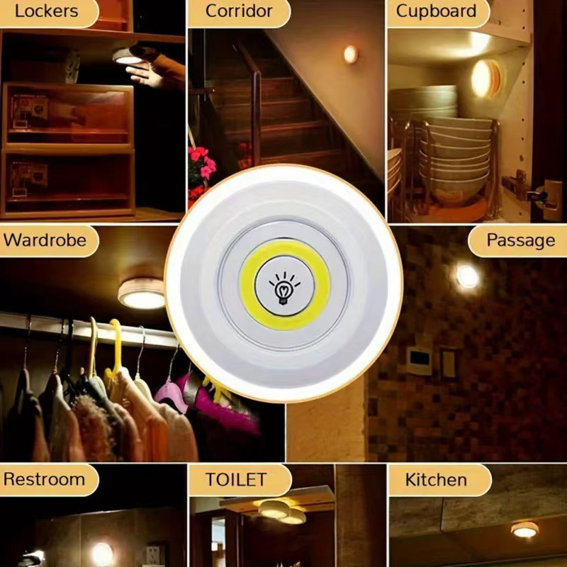 Luz LED regulable para debajo del gabinete con Control remoto, luces LED para armarios con pilas, iluminación para armario, baño, luz nocturna