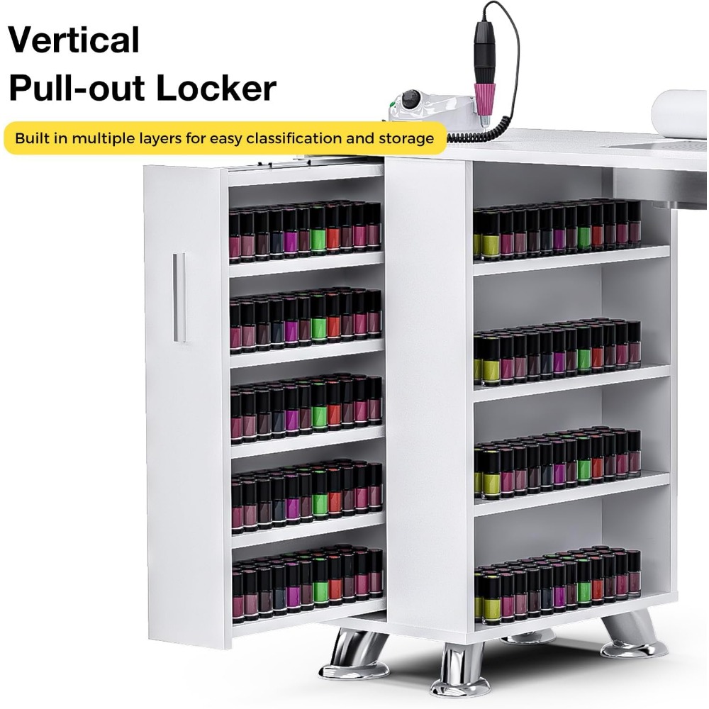 Nail Tables.Manicure Table, Nail Tech Desk with Dust Collector, Acetone Resistant Nail Table Station with2Dust Bag & Wrist Rest