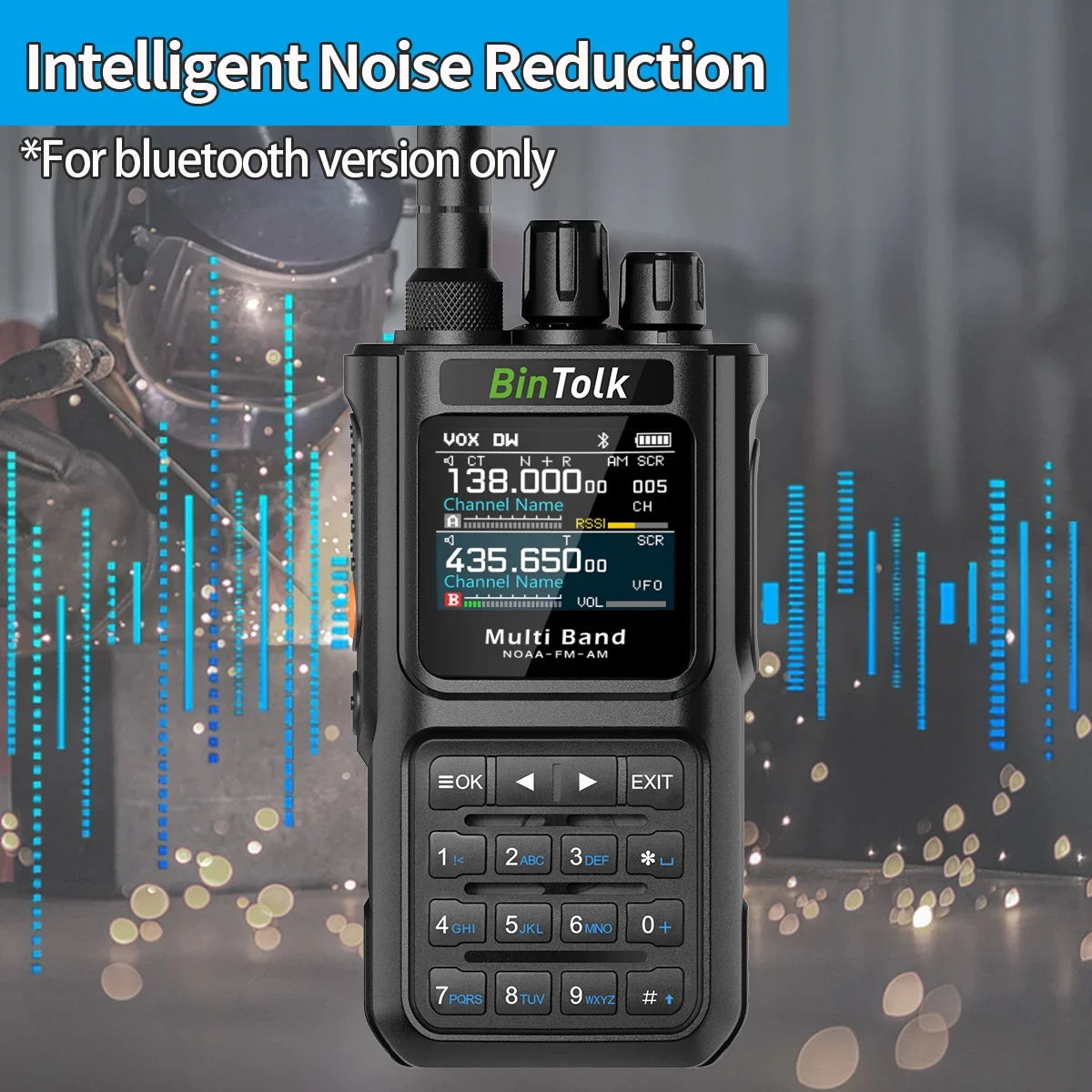 BinTolk BT8000 Walkie Talkie 10W Full Band Bluetooth Programme Noise Reduction Type-c Charger Portable AM FM Communication HAM