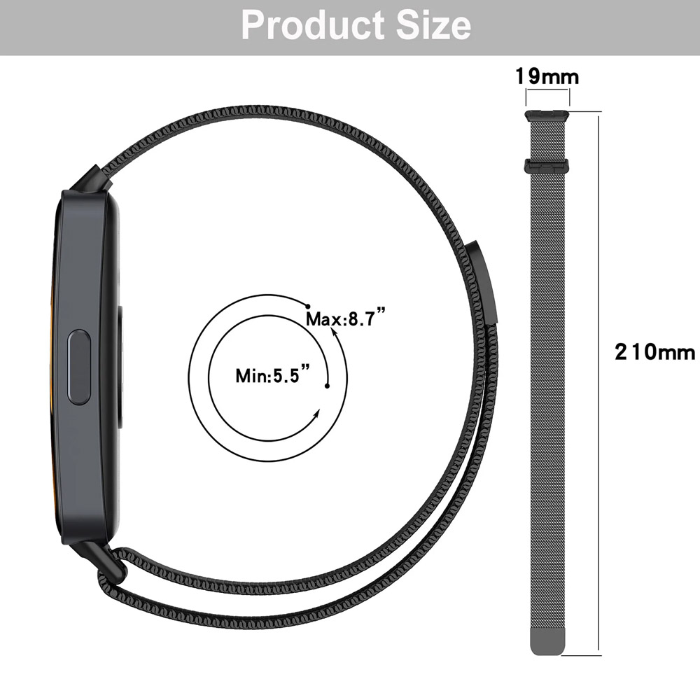 Huawei用磁気ストラップ,9バンド,ミラネーゼループ,ステンレススチール,Huawei Band8用リストバンド,NFCアクセサリー